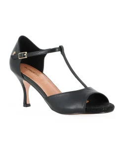 GLOBODANCE - Scarpa da ballo nera con sottopiede in VERA PELLE memory foam, tacco 7,5CM