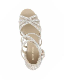 GLOBODANCE - Scarpa da ballo platino glitterata sottopiede in memory foam e strass, tacco 6CM