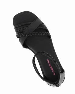 GLOBO ROSA - Sandalo nero con zip posteriore e cinturini incrociati