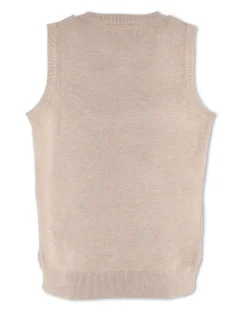 GMV - GILET SMANICATO BEIGE CON SCOLLO A V IN MAGLIA