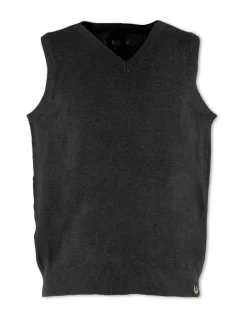 GMV - GILET SMANICATO NERO CON SCOLLO A V IN MAGLIA