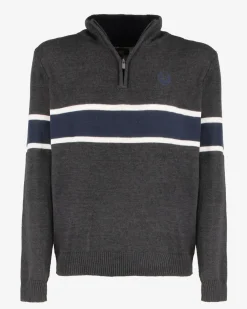 GMV - MAGLIONE MEZZA ZIP ANTRACITE E BLU NOTTE DA UOMO