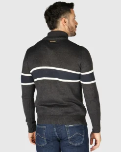 GMV - MAGLIONE MEZZA ZIP ANTRACITE E BLU NOTTE DA UOMO