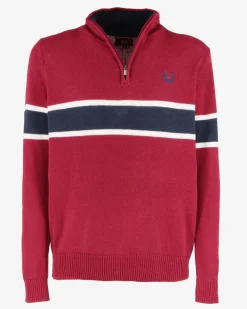 GMV - MAGLIONE MEZZA ZIP BORDEAUX E BLU NOTTE DA UOMO