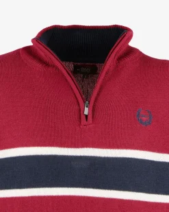GMV - MAGLIONE MEZZA ZIP BORDEAUX E BLU NOTTE DA UOMO