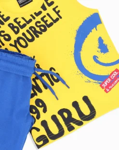 GURU - Completo smanicato bambino 3-7 anni giallo in cotone