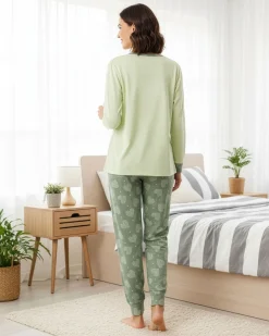 INFIORE - PIGIAMA LUNGO VERDE DA DONNA IN COTONE