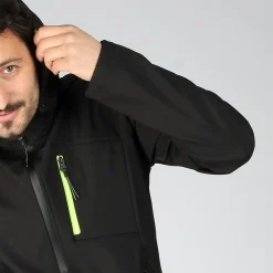 JACKET C/CAPP.SOFTSHELL UOMO BLK-YEL