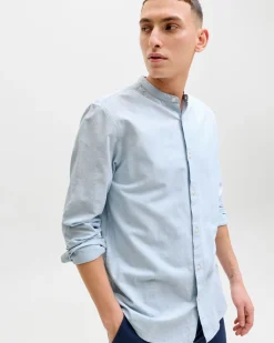 JACK & JONES -CAMICIA MANICA LUNGA CELESTE DA UOMO