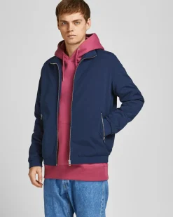 JACK & JONES - GIUBBINO BOMBER BLU DA UOMO RUSH HARRINGTON