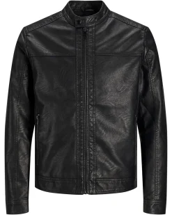 JACK&JONES - GIUBBINO UOMO IN ECOPELLE NERO