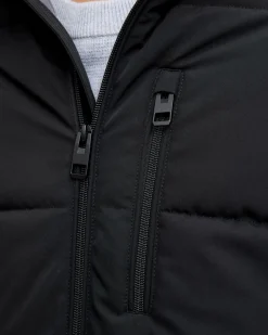 JACK & JONES - PIUMINO NERO DA UOMO IDROREPELLENTE CON CAPPUCCIO