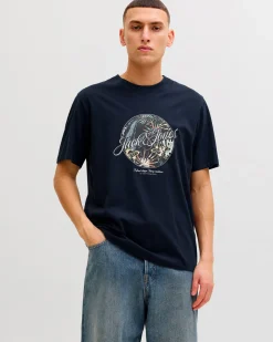 JACK&JONES - Tshirt manica corta honolulu blu con stampa