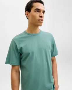 JACK&JONES - Tshirt manica corta college verde salvia con logo