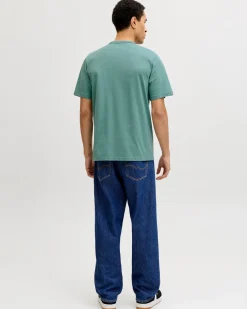 JACK&JONES - Tshirt manica corta college verde salvia con logo