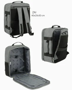 JAGUAR - TROLLEY GRIGIO IN TESSUTO CON DOPPIA TASCA FRONTALE, COMBINAZIONE TSA E 4 RUOTE