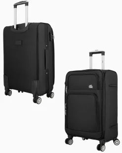 JAGUAR - TROLLEY NERO IN TESSUTO CON DOPPIA TASCA FRONTALE, COMBINAZIONE TSA E 4 RUOTE