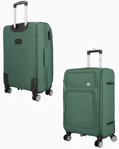JAGUAR - TROLLEY VERDE IN TESSUTO CON DOPPIA TASCA FRONTALE, COMBINAZIONE TSA E 4 RUOTE