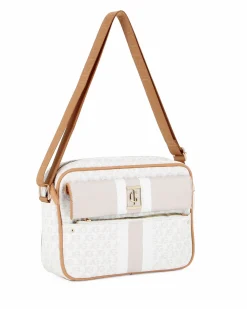 JUST GOLF - Tracolla beige loggata con tasca frontale e pattina con logo