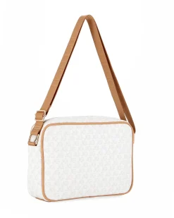 JUST GOLF - Tracolla beige loggata con tasca frontale e pattina con logo