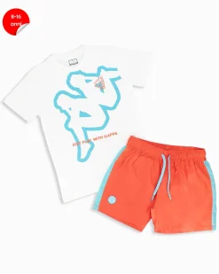 KAPPA - Completo beach mezza manica ragazzi 8-16 anni bianco