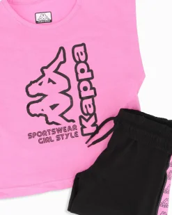 KAPPA - Completo bimba mezza manica rosa 3-7 anni in cotone