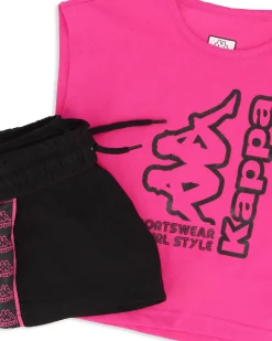 KAPPA - Completo bimba mezza manica fuxia 3-7 anni in cotone