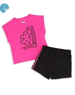 KAPPA - Completo bimba mezza manica fuxia 3-7 anni in cotone