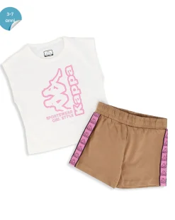 KAPPA - Completo bimba mezza manica bianco 3-7 anni in cotone