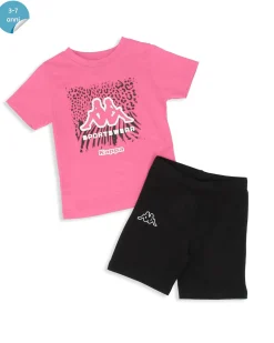 KAPPA - Completo mezza manica bambina 3-7 anni rosa in cotone