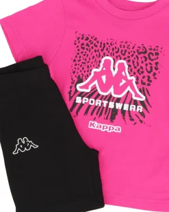 KAPPA - Completo mezza manica bambina 3-7 anni fuxia in cotone