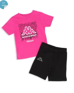 KAPPA - Completo mezza manica bambina 3-7 anni fuxia in cotone