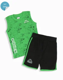 KAPPA - Completo smanicato bambino 3-7 anni verde in cotone