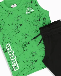 KAPPA - Completo smanicato bambino 3-7 anni verde in cotone