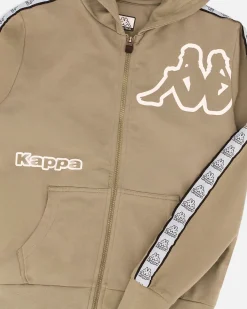 KAPPA - FELPA BEIGE DA RAGAZZO CON ZIP E CAPPUCCIO