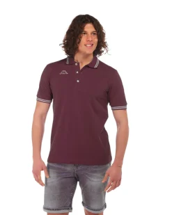 KAPPA - POLO BORDEAUX DA UOMO CON BORDINO A CONTRASTO LOGO MALTAX 8