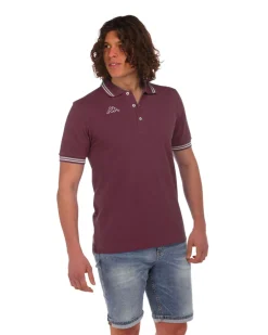 KAPPA - POLO BORDEAUX DA UOMO CON BORDINO A CONTRASTO LOGO MALTAX 8