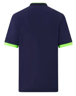 KAPPA - POLO MEZZA MANICA UOMO LOGO NEON BLU CON DETTAGLI VERDE FLUO, 341N22W-A07