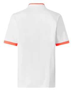 KAPPA - POLO MEZZA MANICA UOMO LOGO NEON BIANCA CON DETTAGLI ARANCIONI , 341N22W-A14