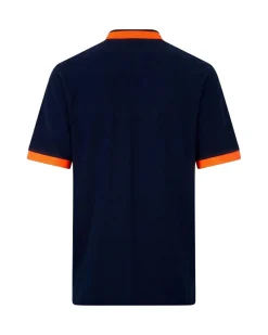 KAPPA - POLO MEZZA MANICA UOMO LOGO NEON BLU CON DETTAGLI ARANCIONI , 341N22W-A02