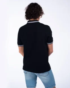 KAPPA - POLO NERA DA UOMO CON BORDINO A CONTRASTO LOGO MALTAX 5