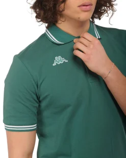 KAPPA - POLO VERDE DA UOMO CON BORDINO A CONTRASTO LOGO MALTAX 9