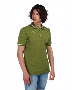 KAPPA - POLO VERDE MILITARE DA UOMO CON BORDINO A CONTRASTO LOGO MALTAX 5