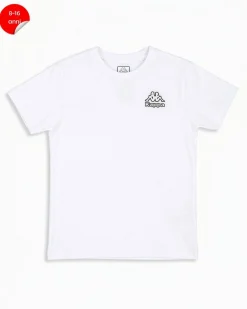 KAPPA -Tshirt manica corta bianca ragazzi 8-16 anni in cotone