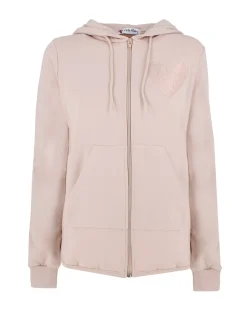 KEITH HARI - DONNA FELPA beige FULL ZIP CON CAPUCCIO