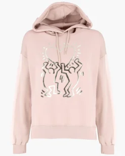 KEITH HARING - Felpa avorio con cappuccio da donna