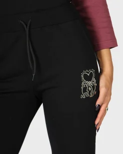 KEITH HARING - PANTALONE NERO A ZAMPA CON TASCHE DA DONNA