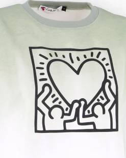 KEITH HARING - Tshirt manica corta bianco e verde in cotone