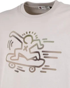 KEITH HARING - Tshirt manica corta taupe in cotone