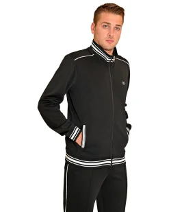 KEY UP - FELPA NERA DA UOMO FULL ZIP ACETATA CON DETTAGLI RICHE